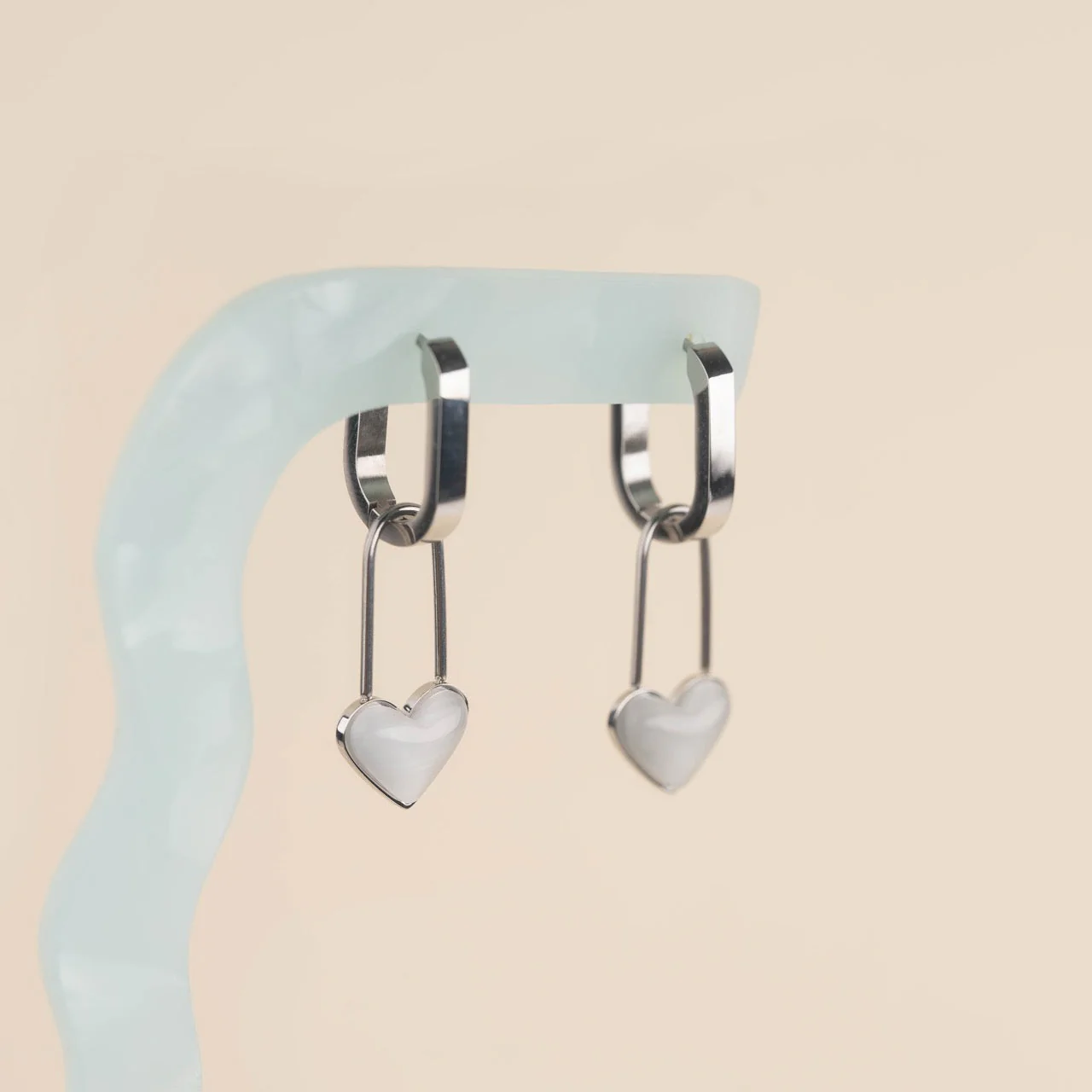 Paperclip Heart Huggie Hoop Charms - Image 4