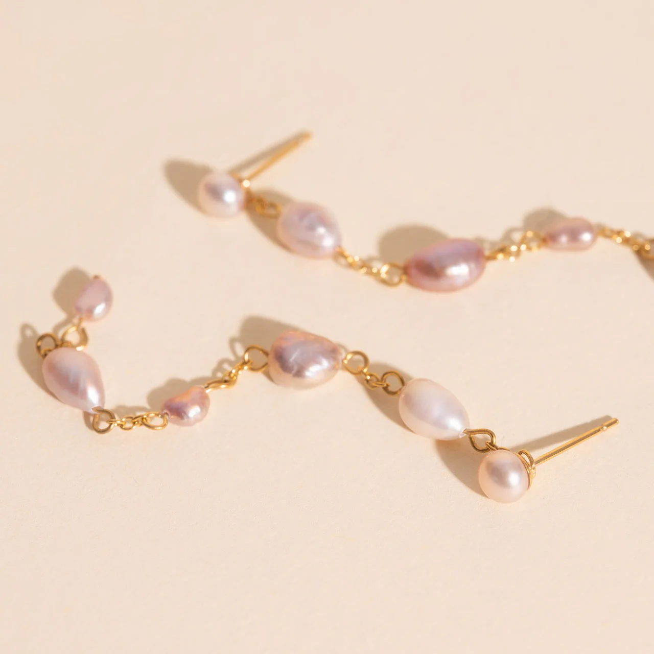 Pearl Dangle Chain Stud Earrings - Image 12