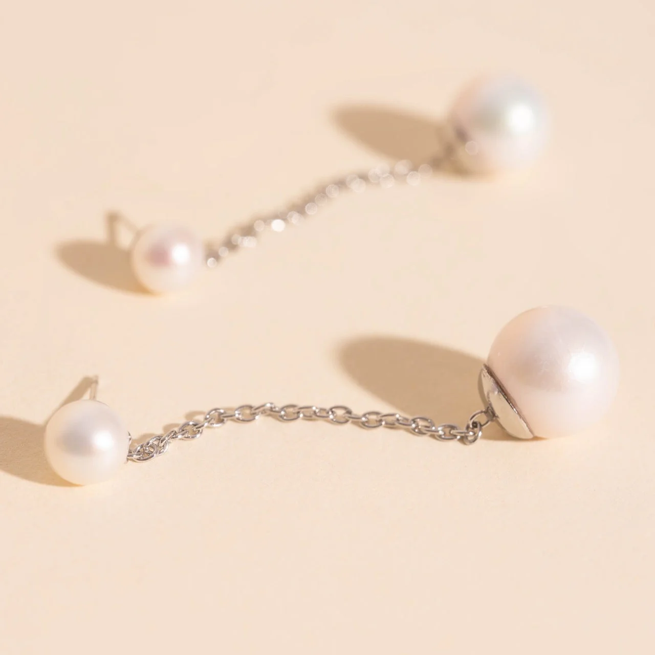 Pearl Line Stud Earrings - Image 6