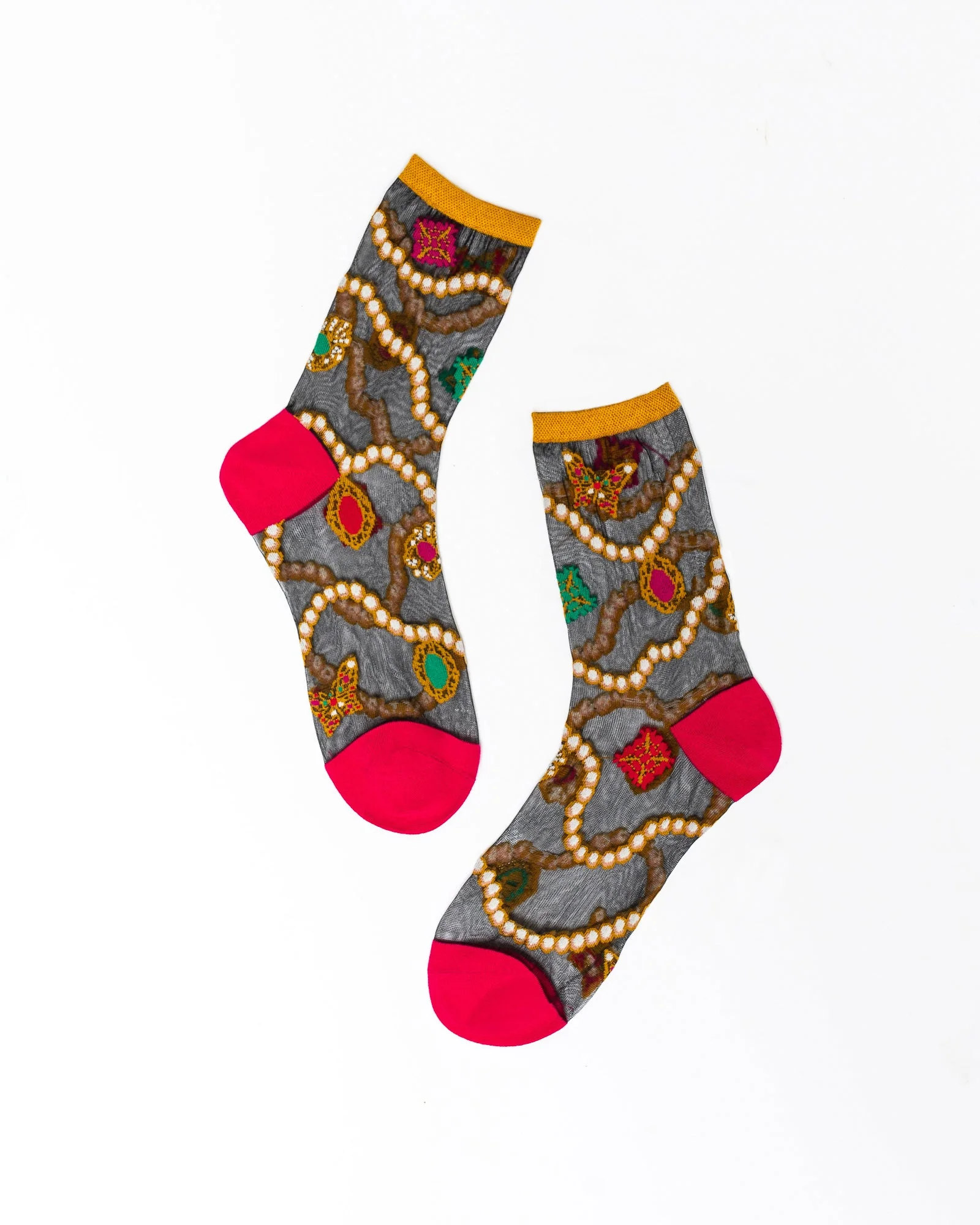 Pearls & Jewels Black Sheer Ankle Sock - Image 2