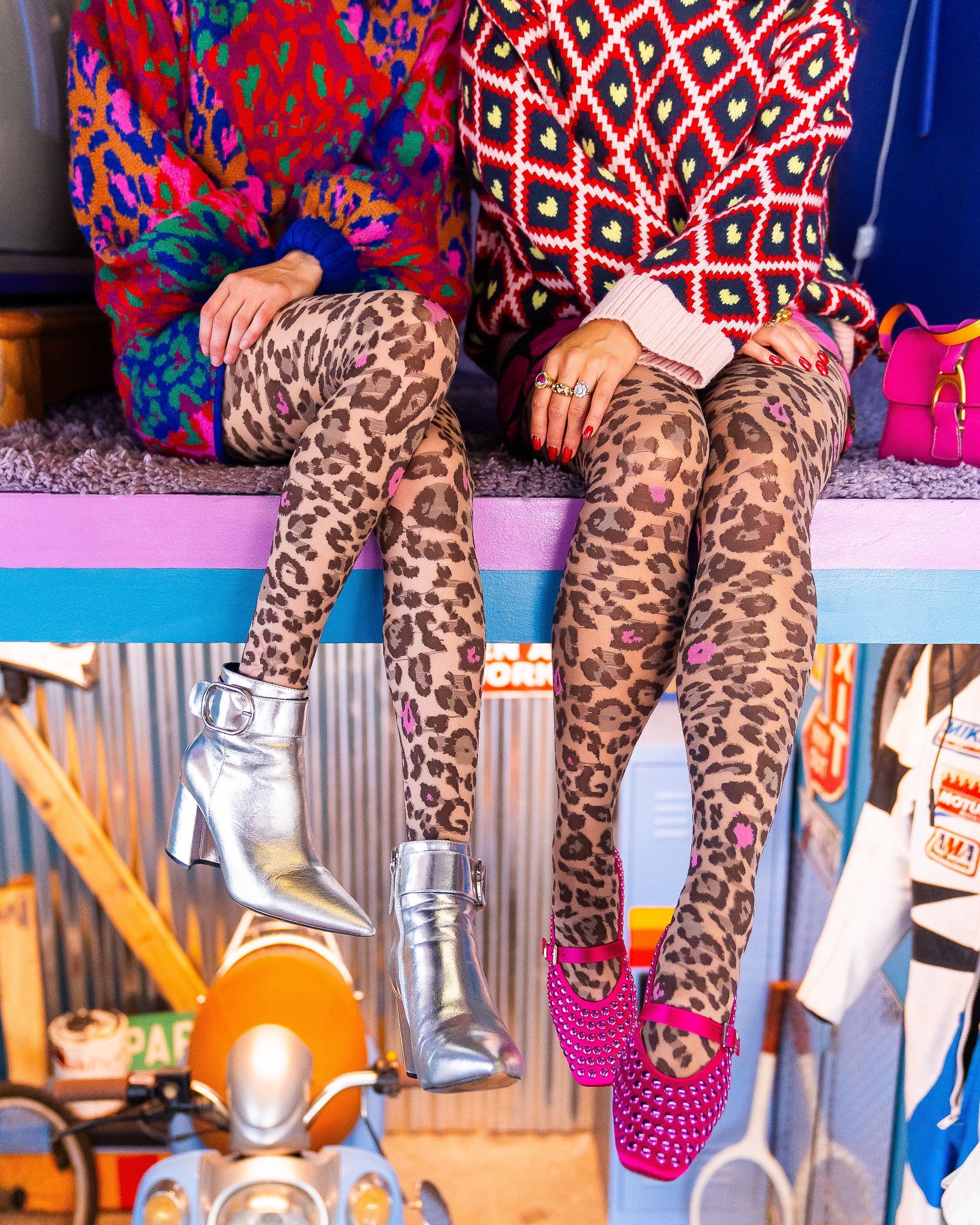 Pink Pop Leopard Print Sheer Tights - Image 2