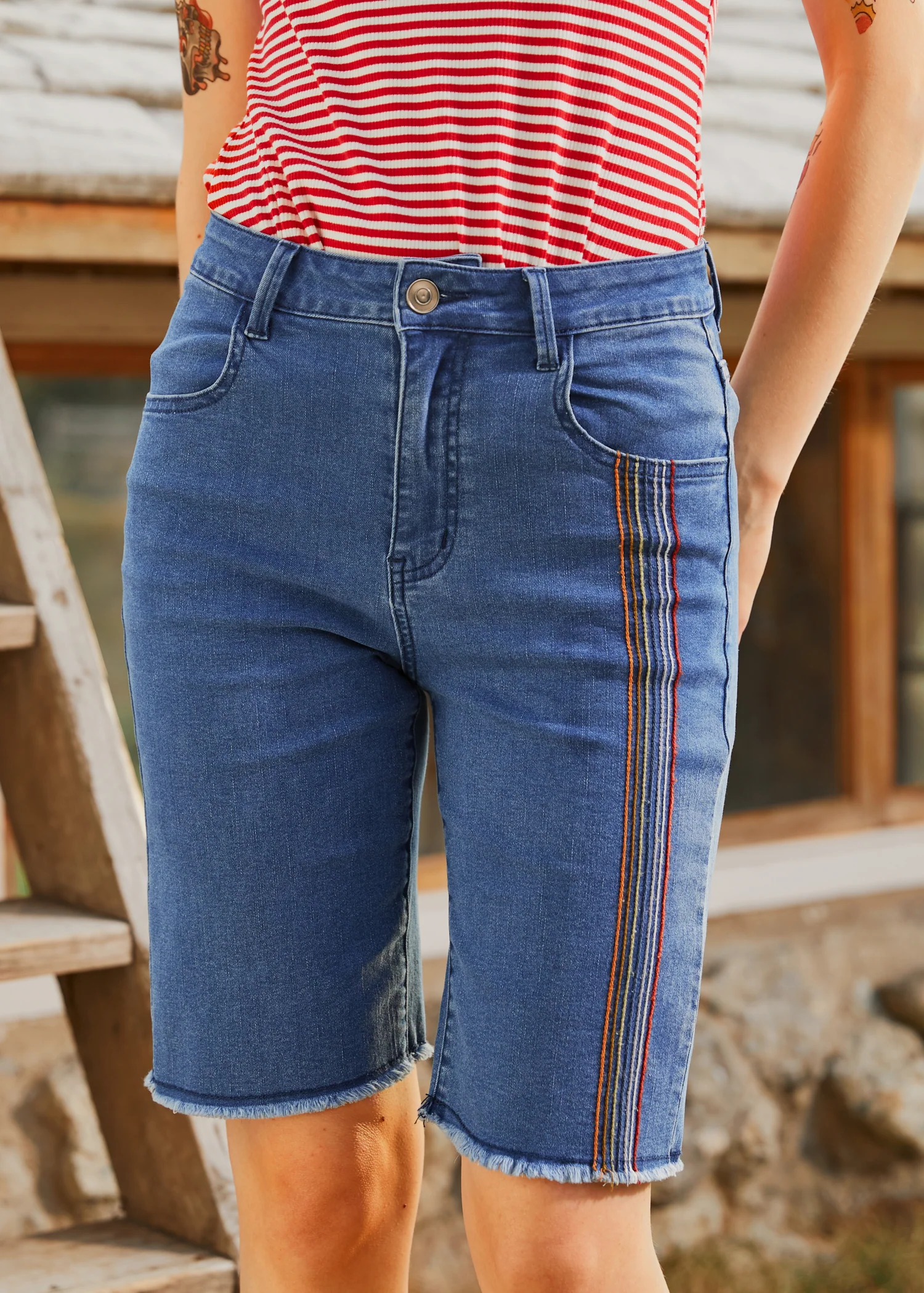 Just Bloomed Bermuda Jean Shorts - Image 5