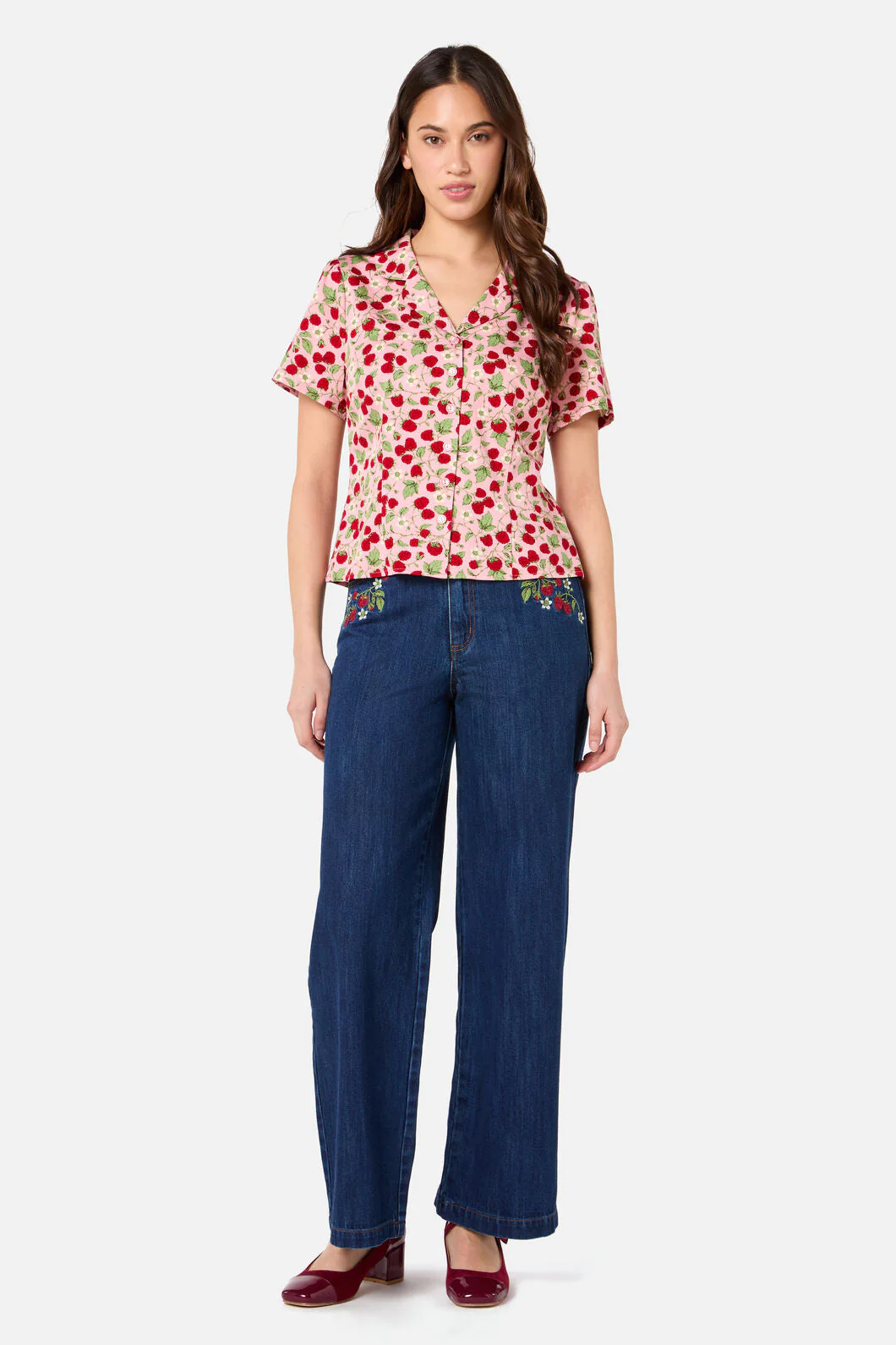 Raspberry Short Sleeve Blouse - Image 4