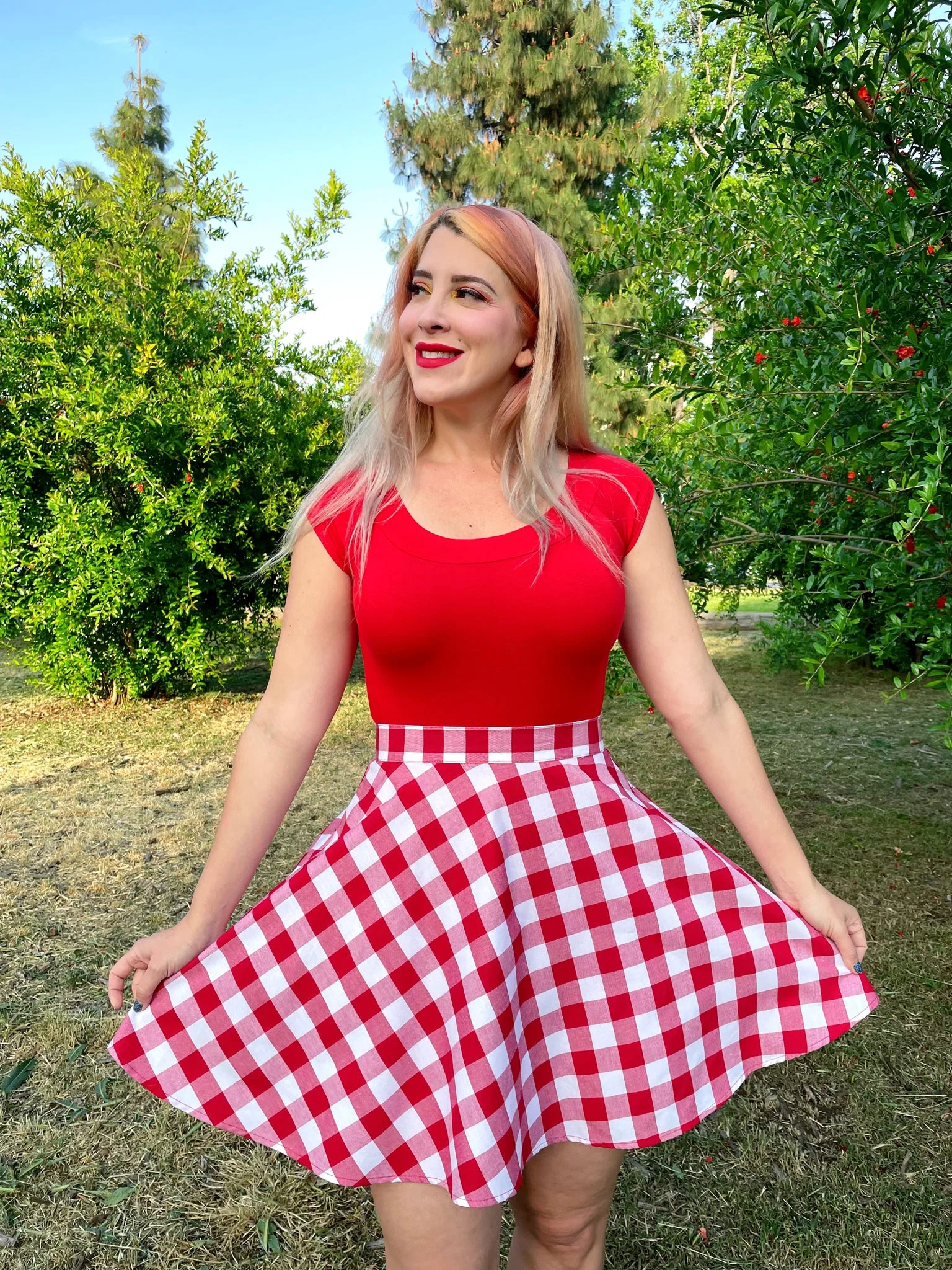 Red Gingham Skater Skirt - Image 4