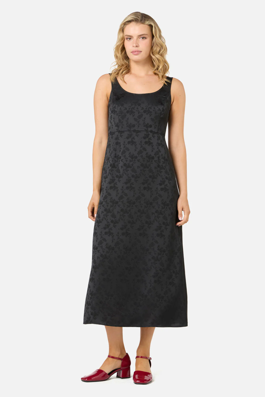 Roma Satin Embossed Midi Dress - Image 3