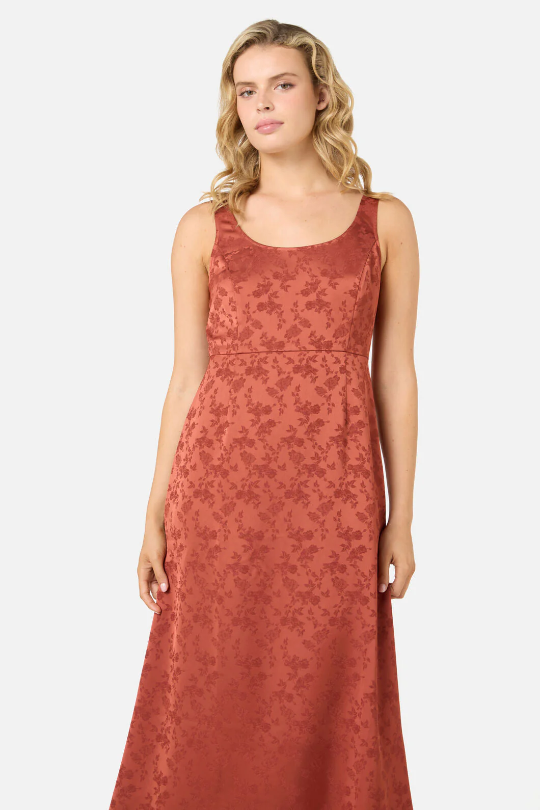 Roma Satin Embossed Midi Dress - Image 9