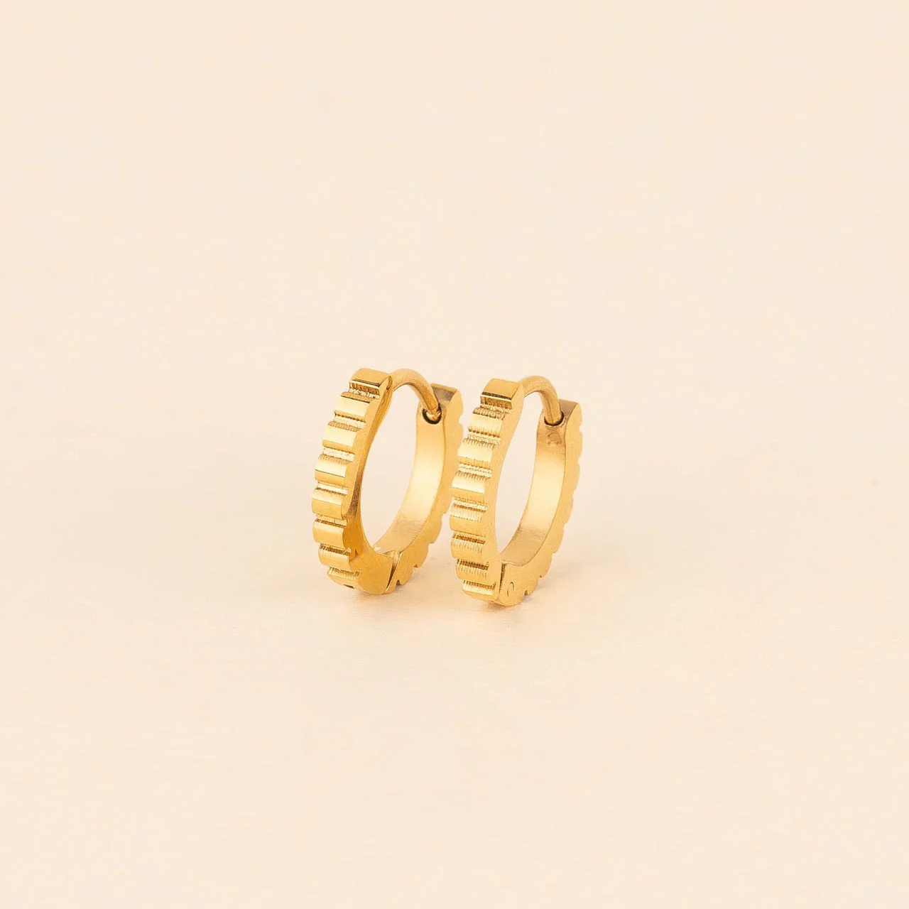 Scalloped Huggie Hoop Earrings - Image 2