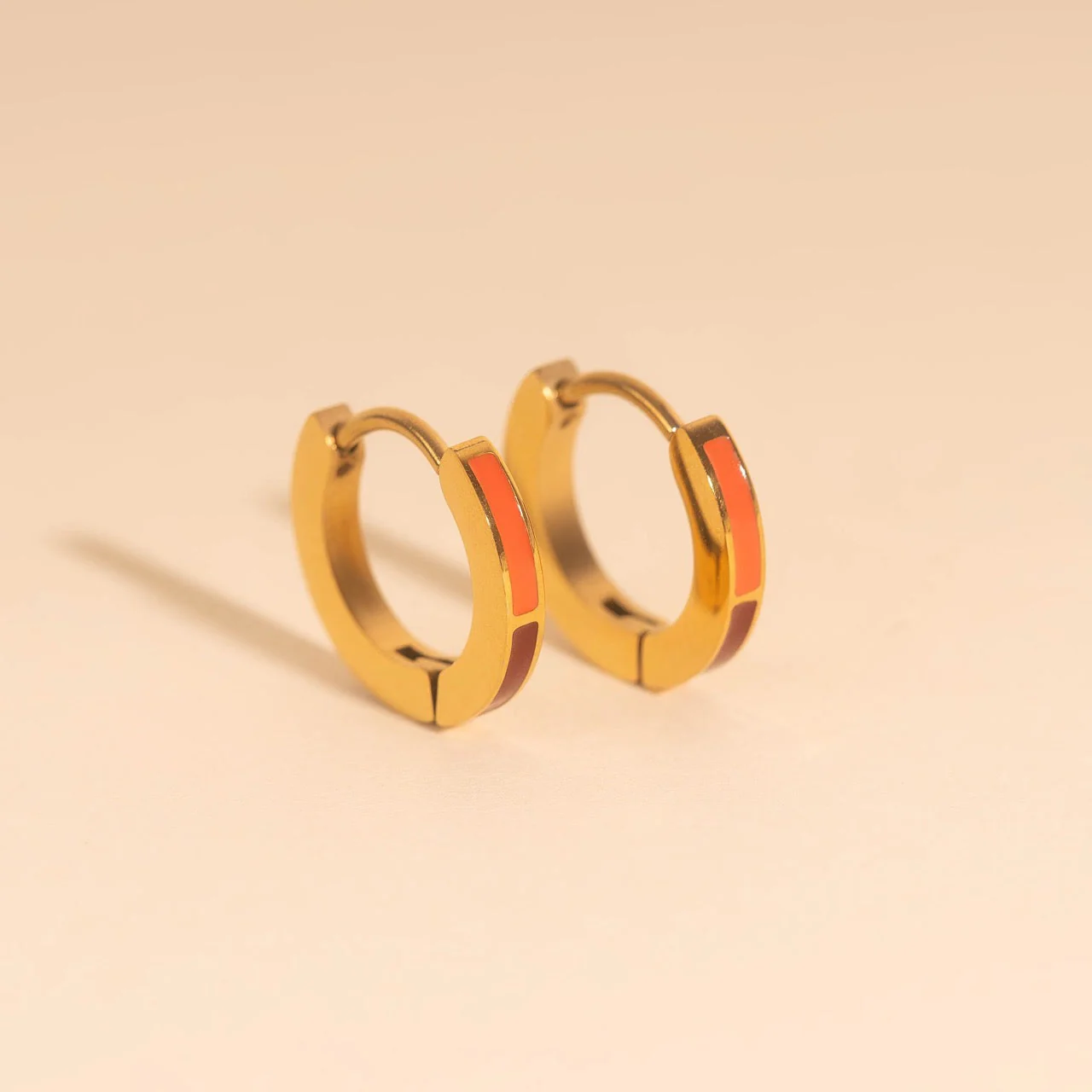 Split Color Huggie Hoop Earrings - Image 18