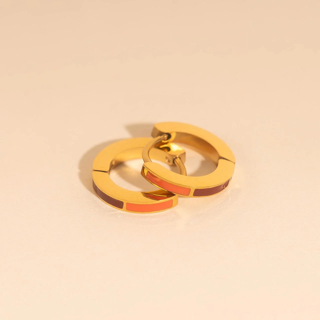 Split Color Huggie Hoop Earrings - Image 19