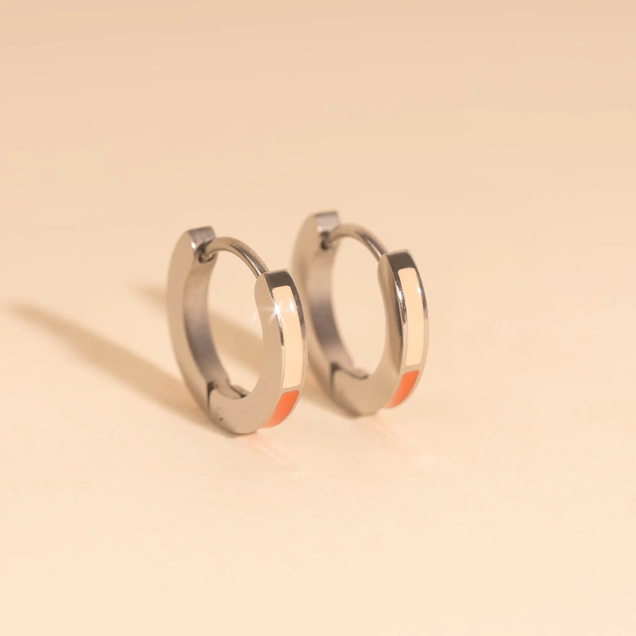 Split Color Huggie Hoop Earrings - Image 26