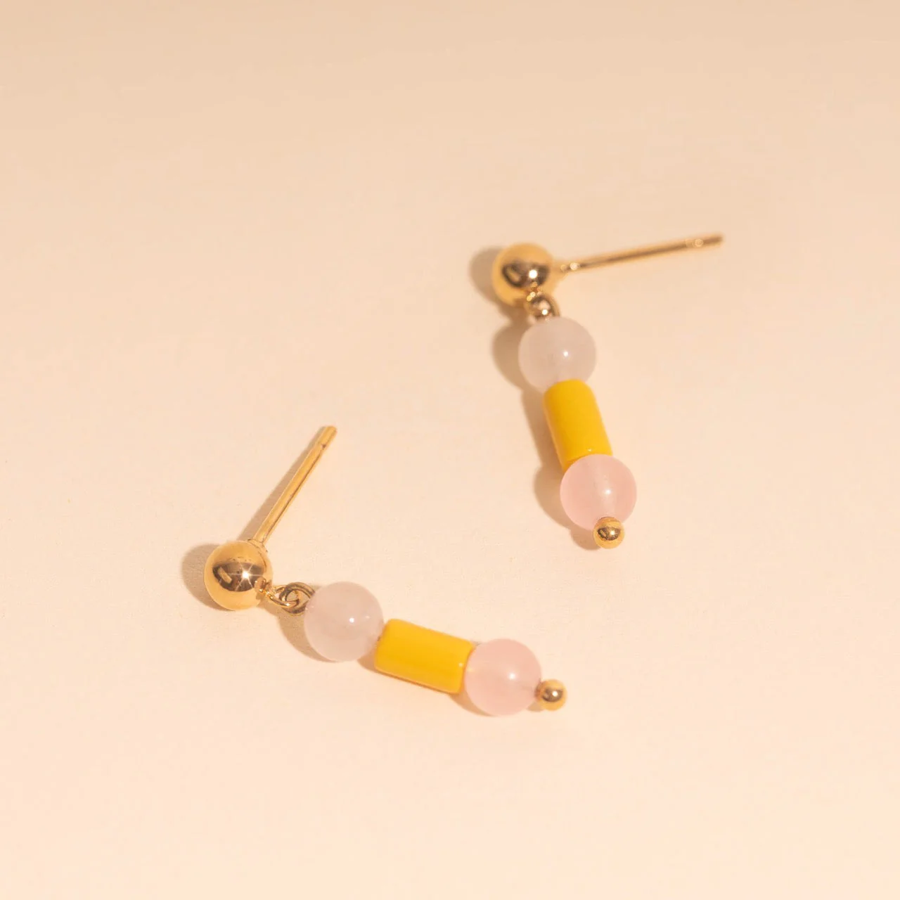 Spring Bead Drop Stud Earrings - Image 2