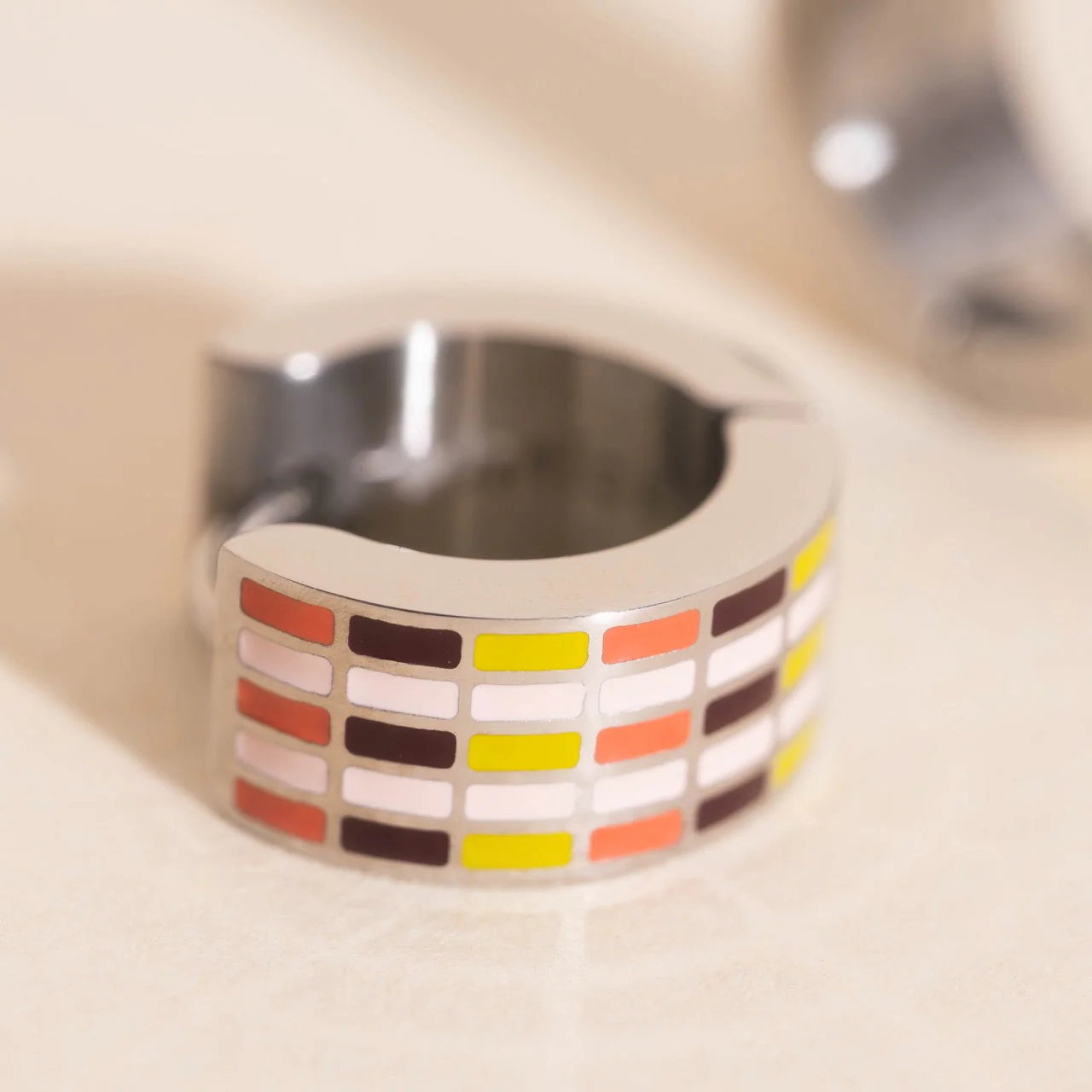 Stitched Super Chunky Huggie Hoop Earrings - Image 7