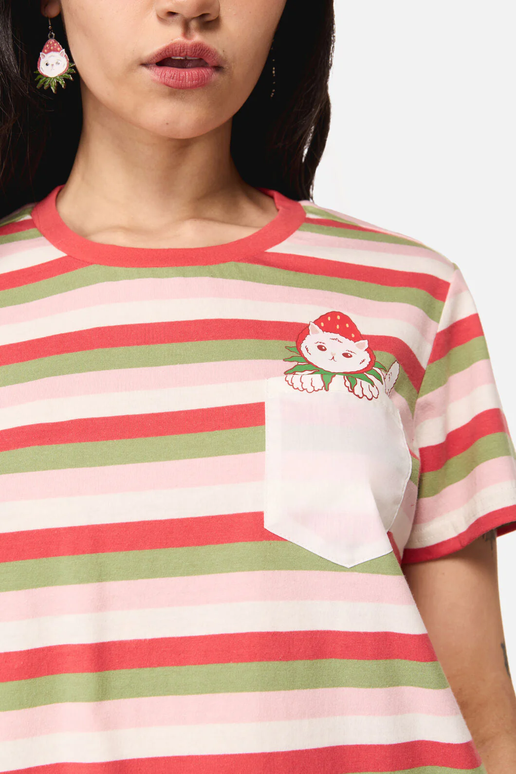 Strawberry Cat Pocket Tee - Image 2