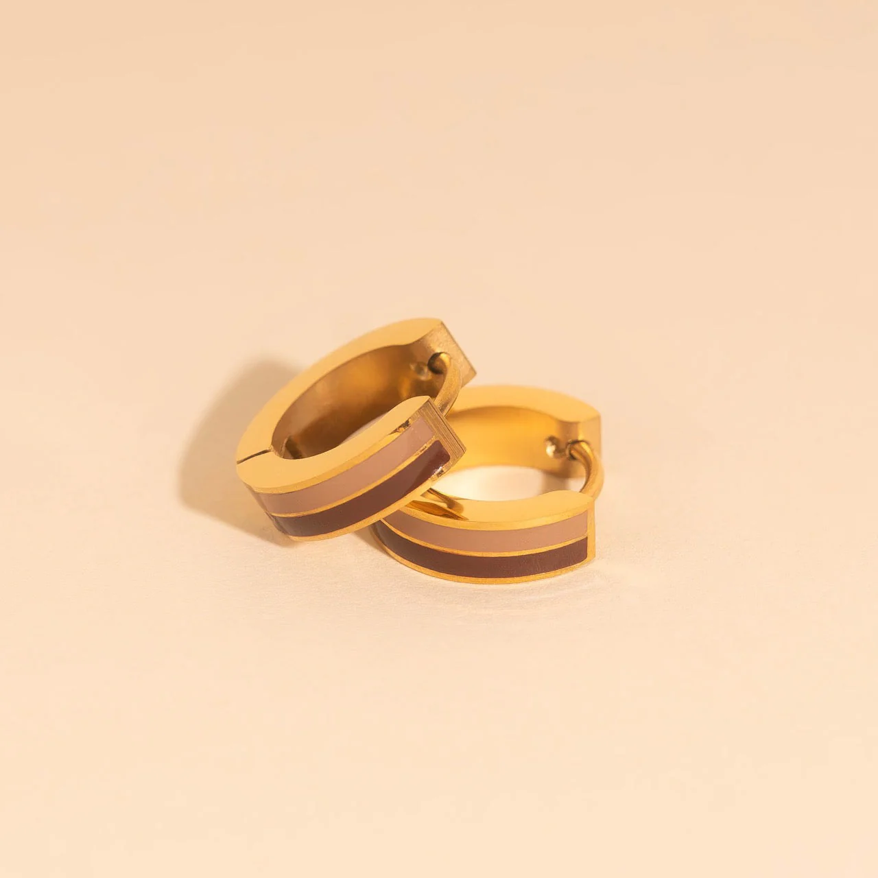 Striped Chunky Huggie Hoop Earrings - Image 17