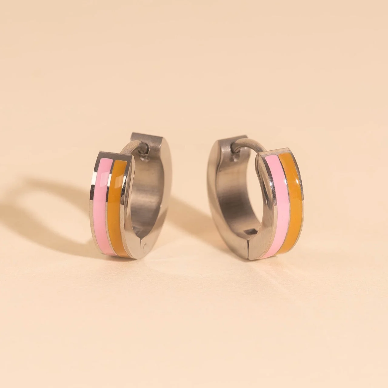 Striped Chunky Huggie Hoop Earrings - Image 25