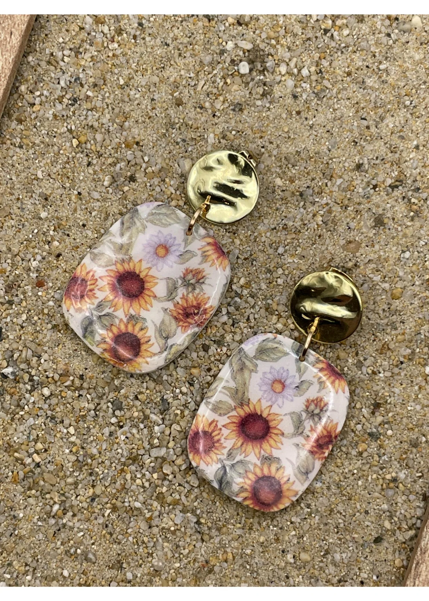 Sunflower Printed Dangle Earrings
