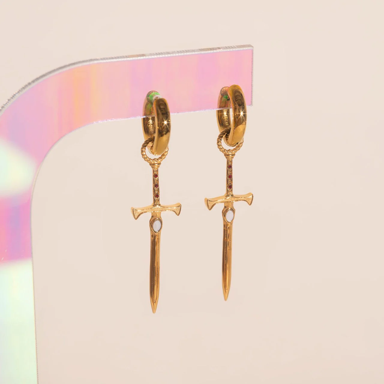 Sword Chunky Huggie Hoop Charms - Image 3