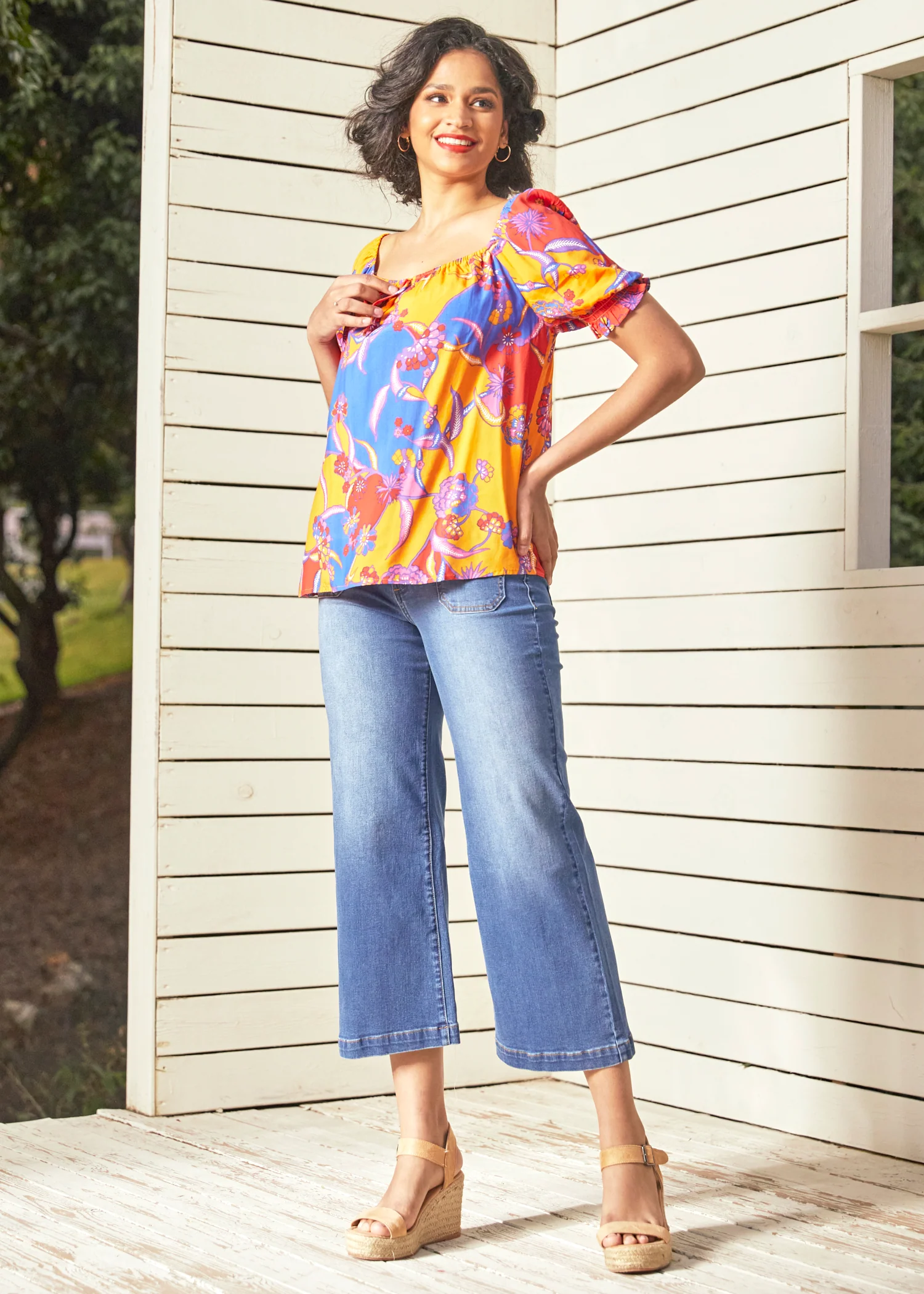 In All My Vibrance Peasant Blouse in Bali Floral (Final Sale) - Image 3
