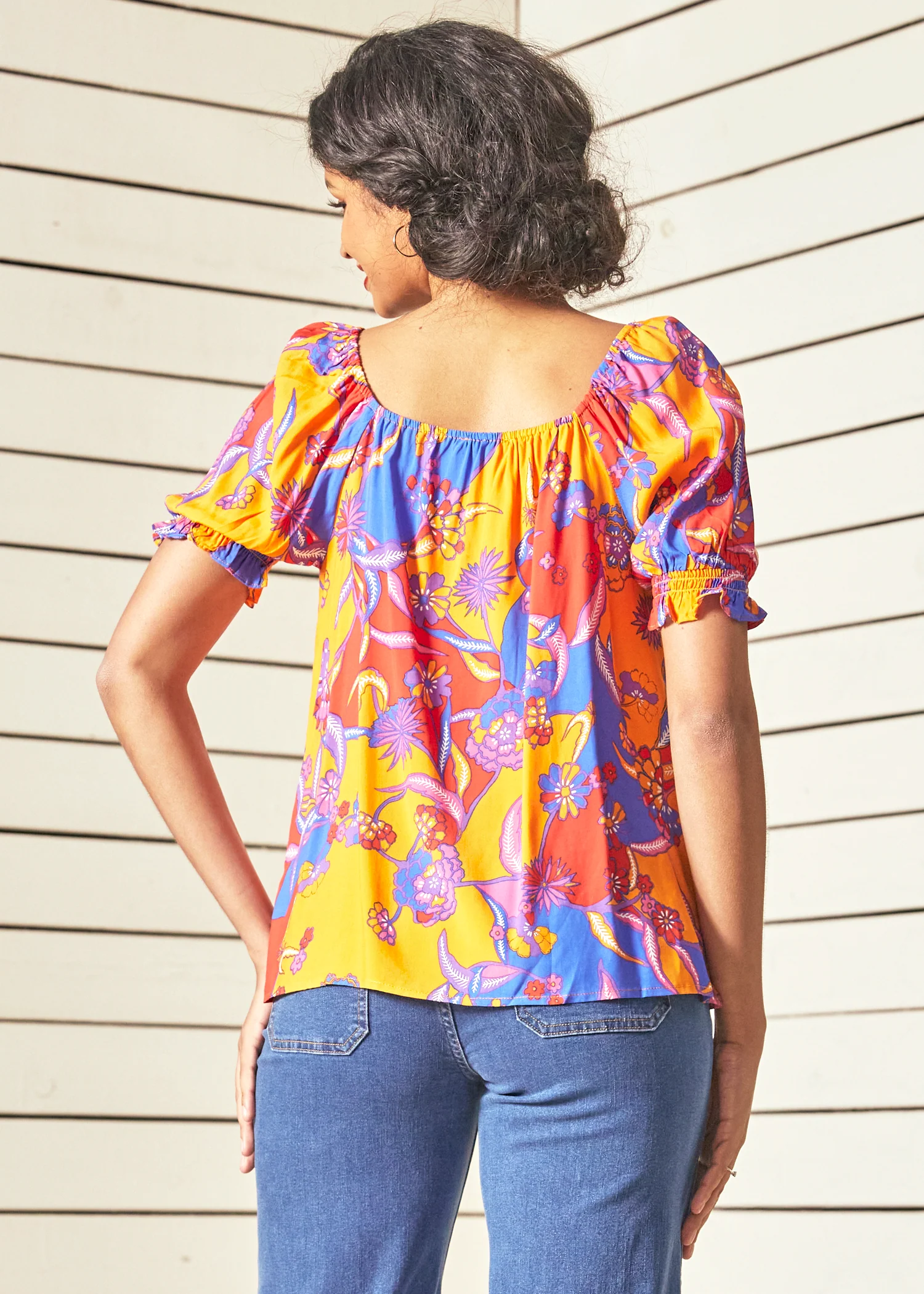 In All My Vibrance Peasant Blouse in Bali Floral (Final Sale) - Image 4