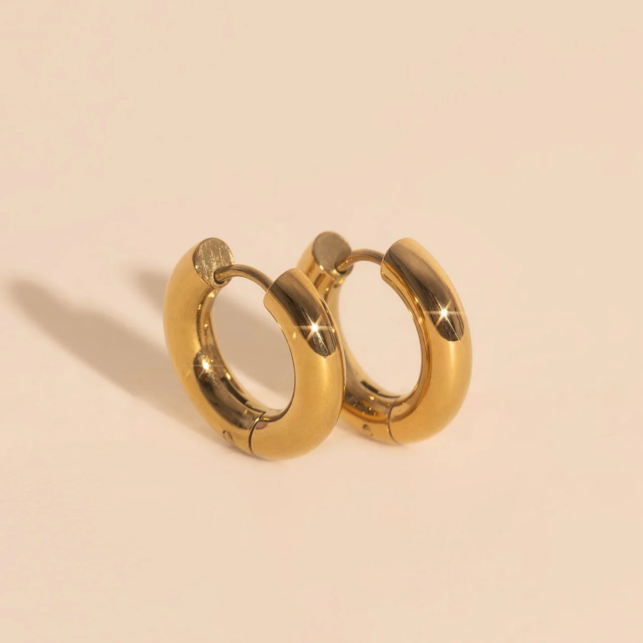 Titanium Chunky Rounded Huggie Hoop Earrings - Image 5