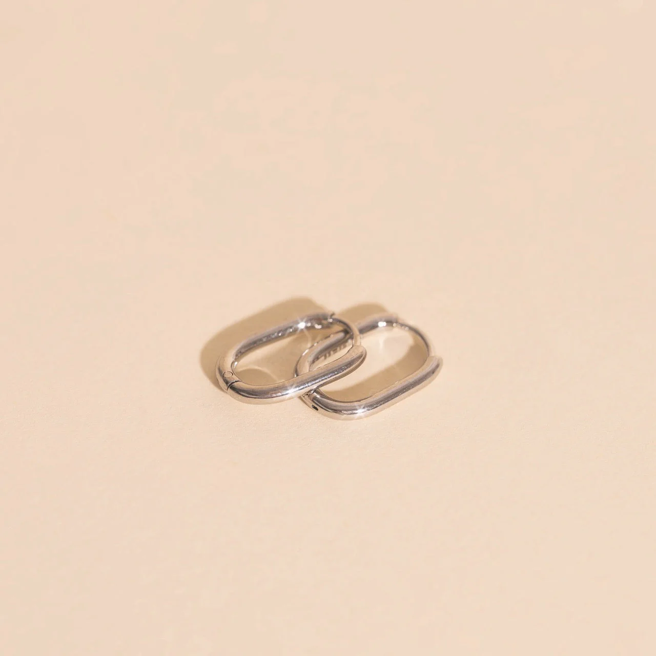 Titanium Rectangle Rounded Huggie Hoop Earrings - Image 6