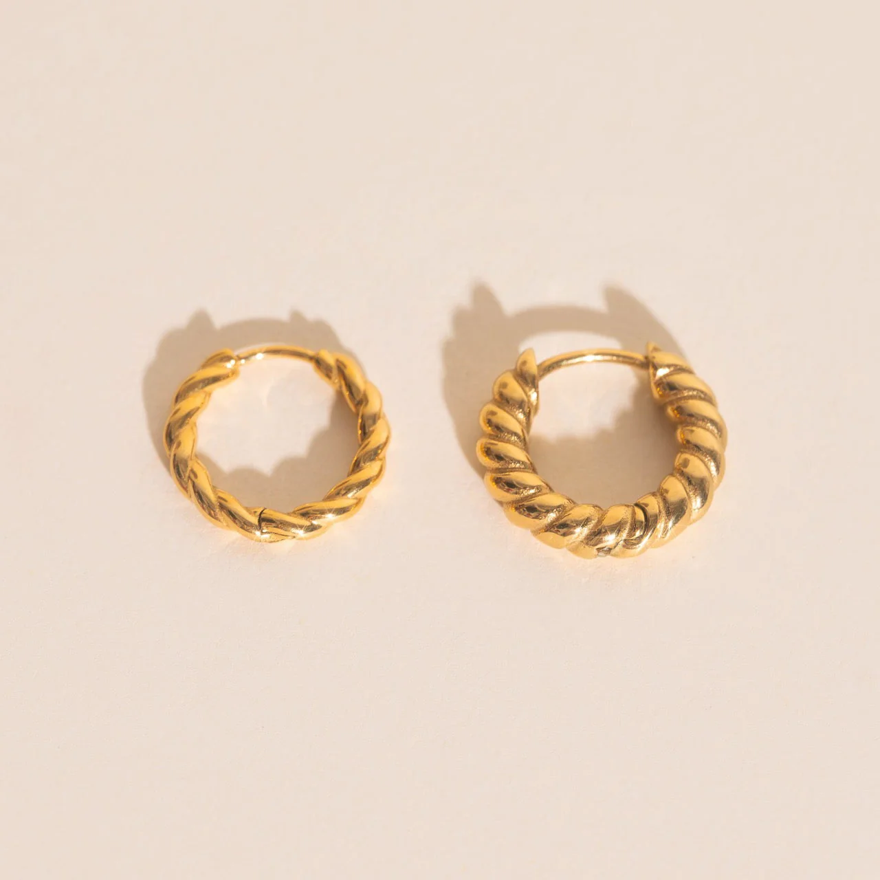 Twisted Rope Rounded Huggie Hoop Earrings - Image 14