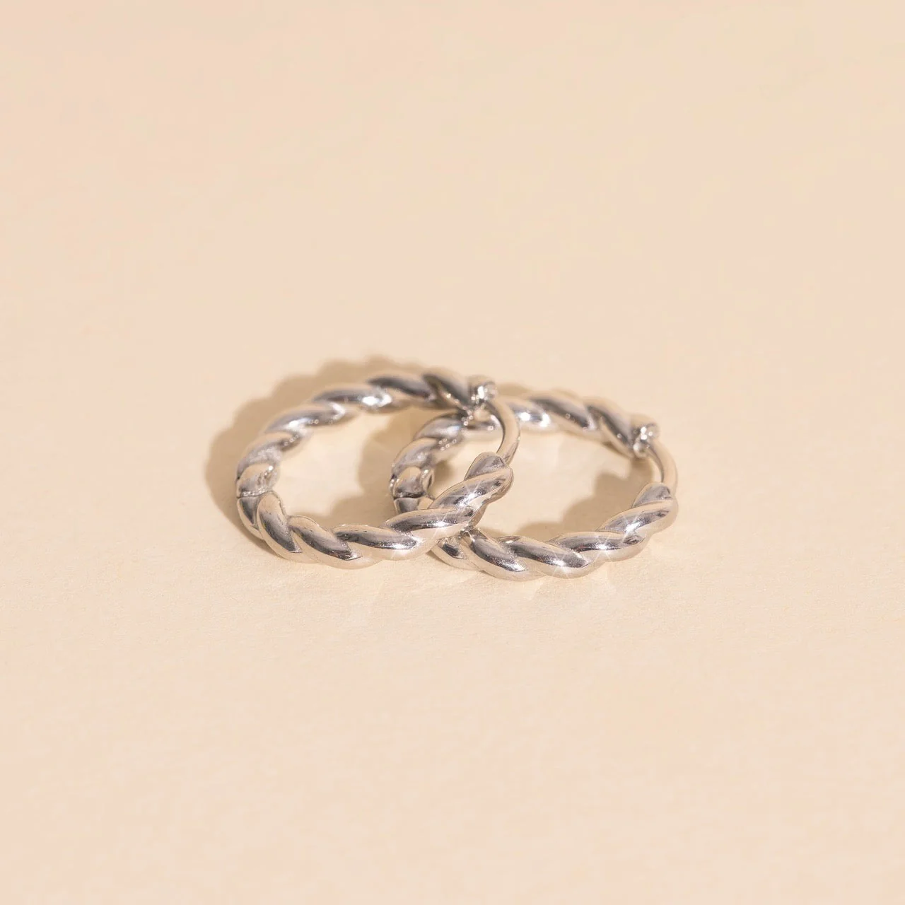 Twisted Rope Rounded Huggie Hoop Earrings - Image 6